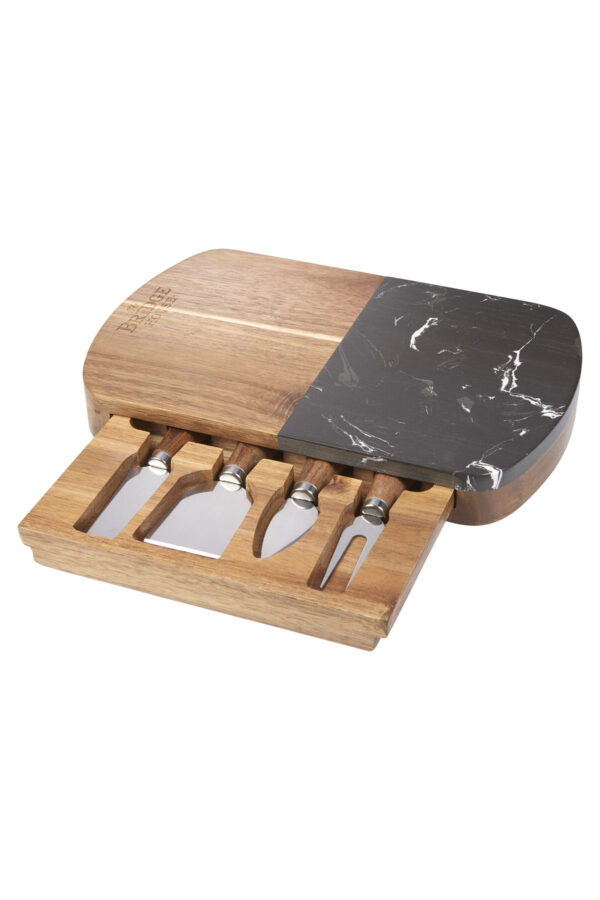 Black Marble Cheese Board Set with Knives
