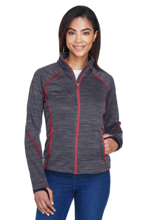 North End Ladies Sport Red Flux Melange Fleece Jacket