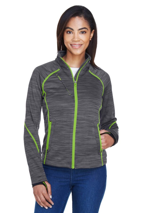 North End Ladies Sport Red Flux Melange Fleece Jacket - Image 2