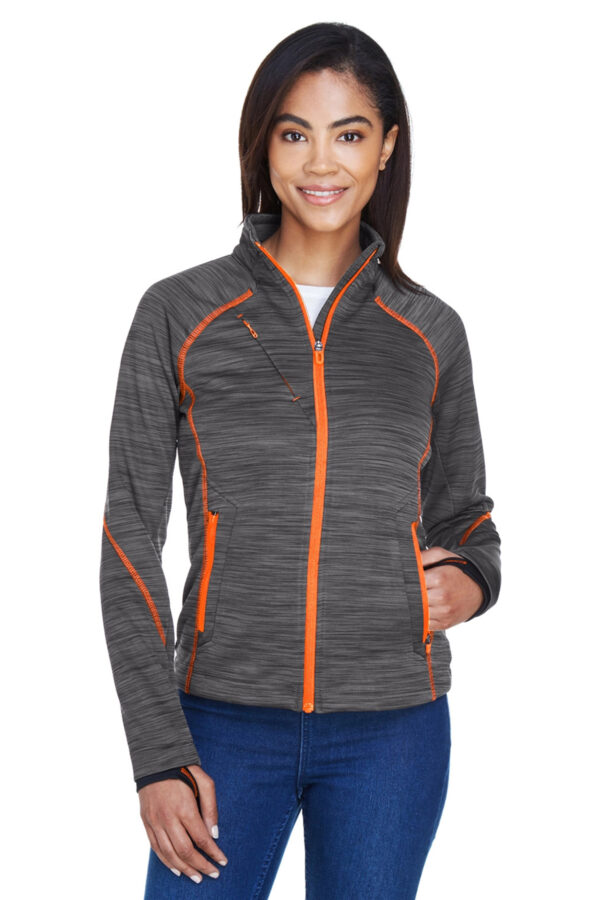 North End Ladies Sport Red Flux Melange Fleece Jacket - Image 3