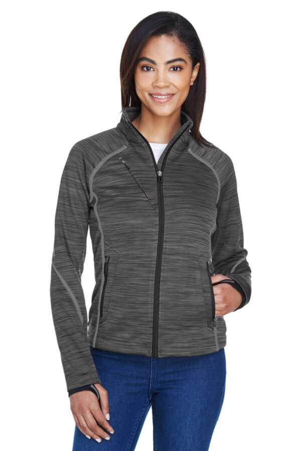 North End Ladies Sport Red Flux Melange Fleece Jacket - Image 5